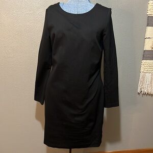 BANANA Republic long sleeve low V back black dress 14